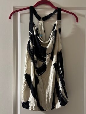 Marciano Black and White Abstract Draped Tank